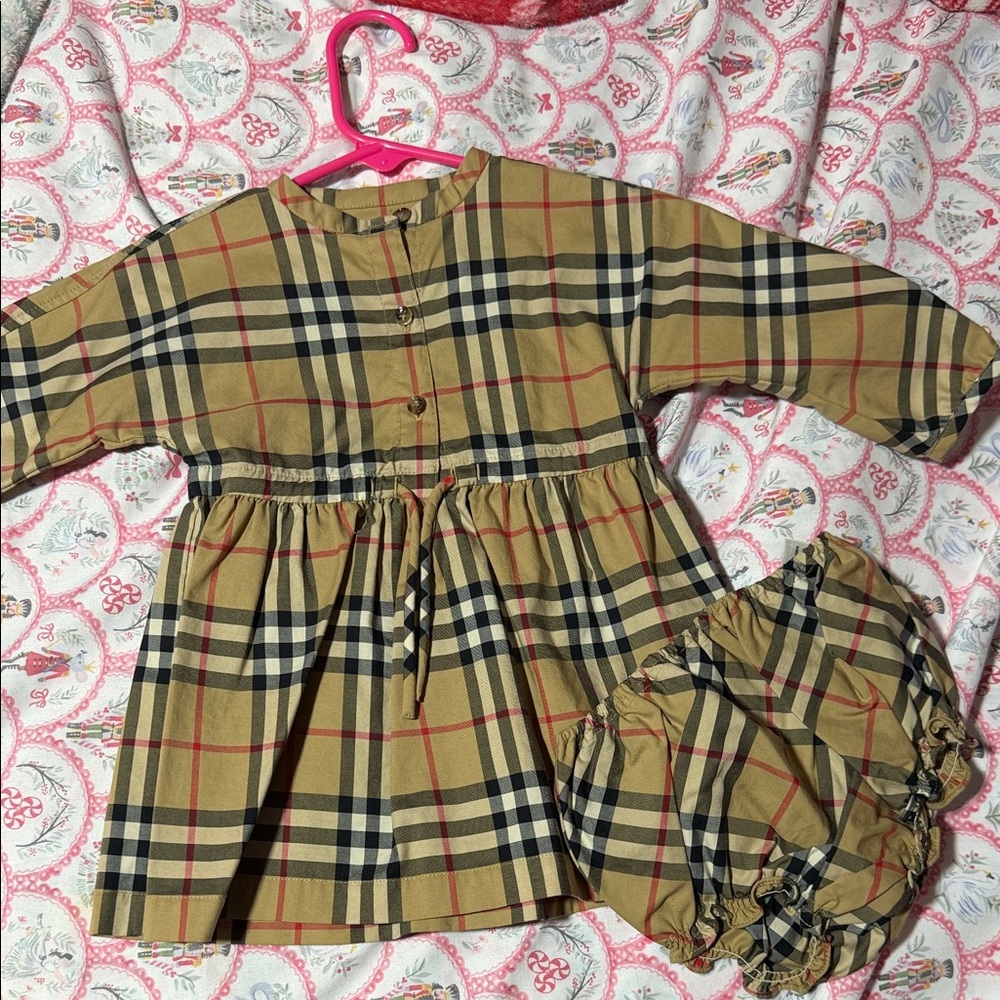 Burberry Kids Plaid Dress and Diaper Cover Set